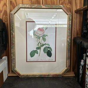 rose print in floral frame